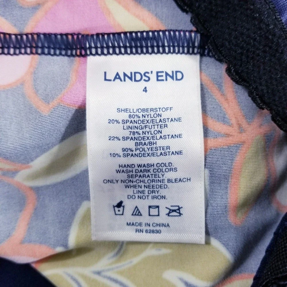 Lands End Floral Tankini Top Women Size 4